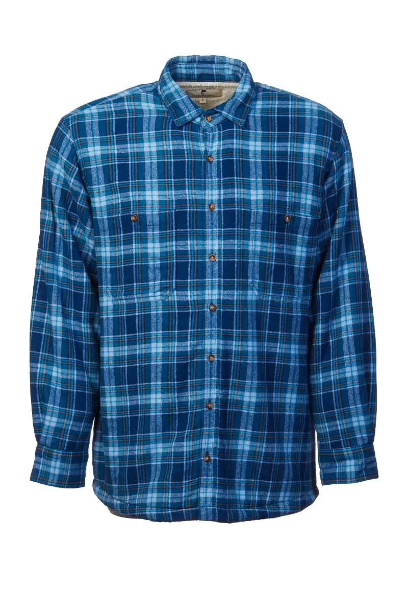 Men’s Flannel Fleece Lined Shirt | Blue Navy Check