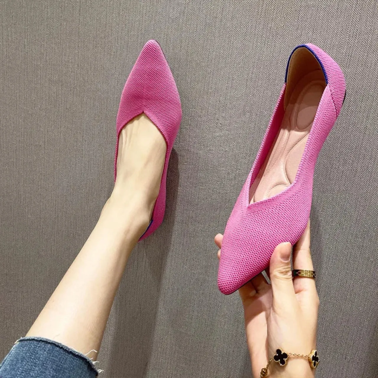 Merendy Knit Slip-On Pointed Toe Comfort Ballet Flats