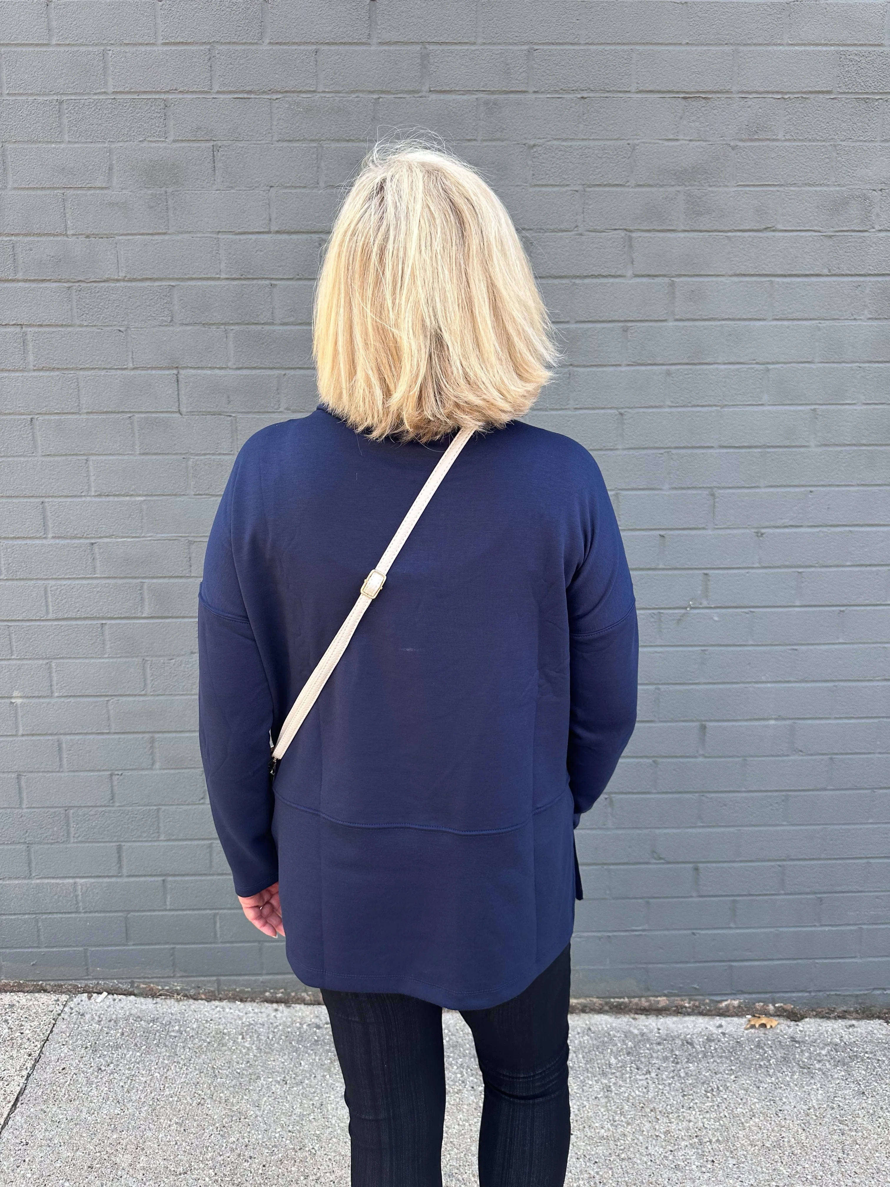 Navy Cozy Cowl Neck Pullover