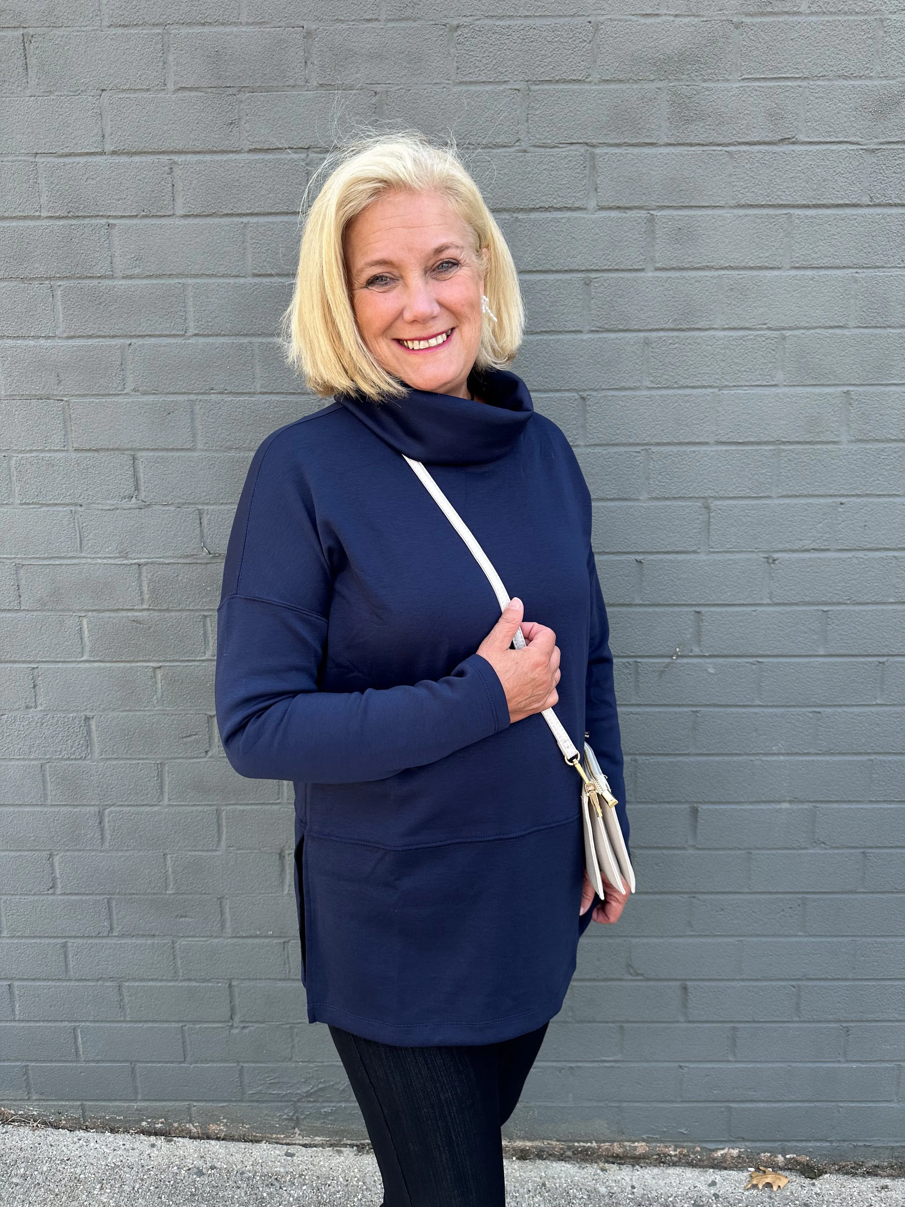 Navy Cozy Cowl Neck Pullover