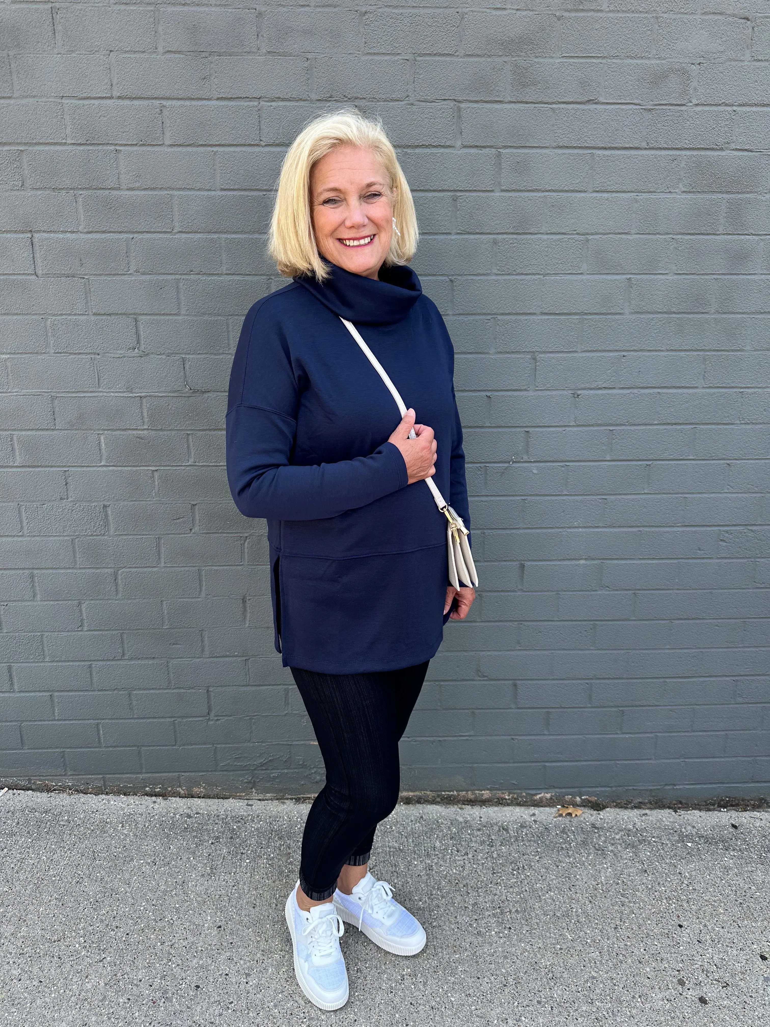 Navy Cozy Cowl Neck Pullover