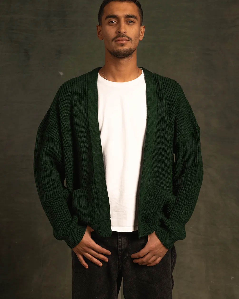 Olive English Knit Cardigan