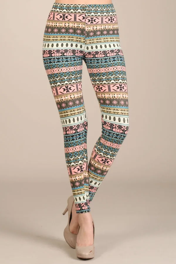 Olive Fair Isle Nordic Print Leggings