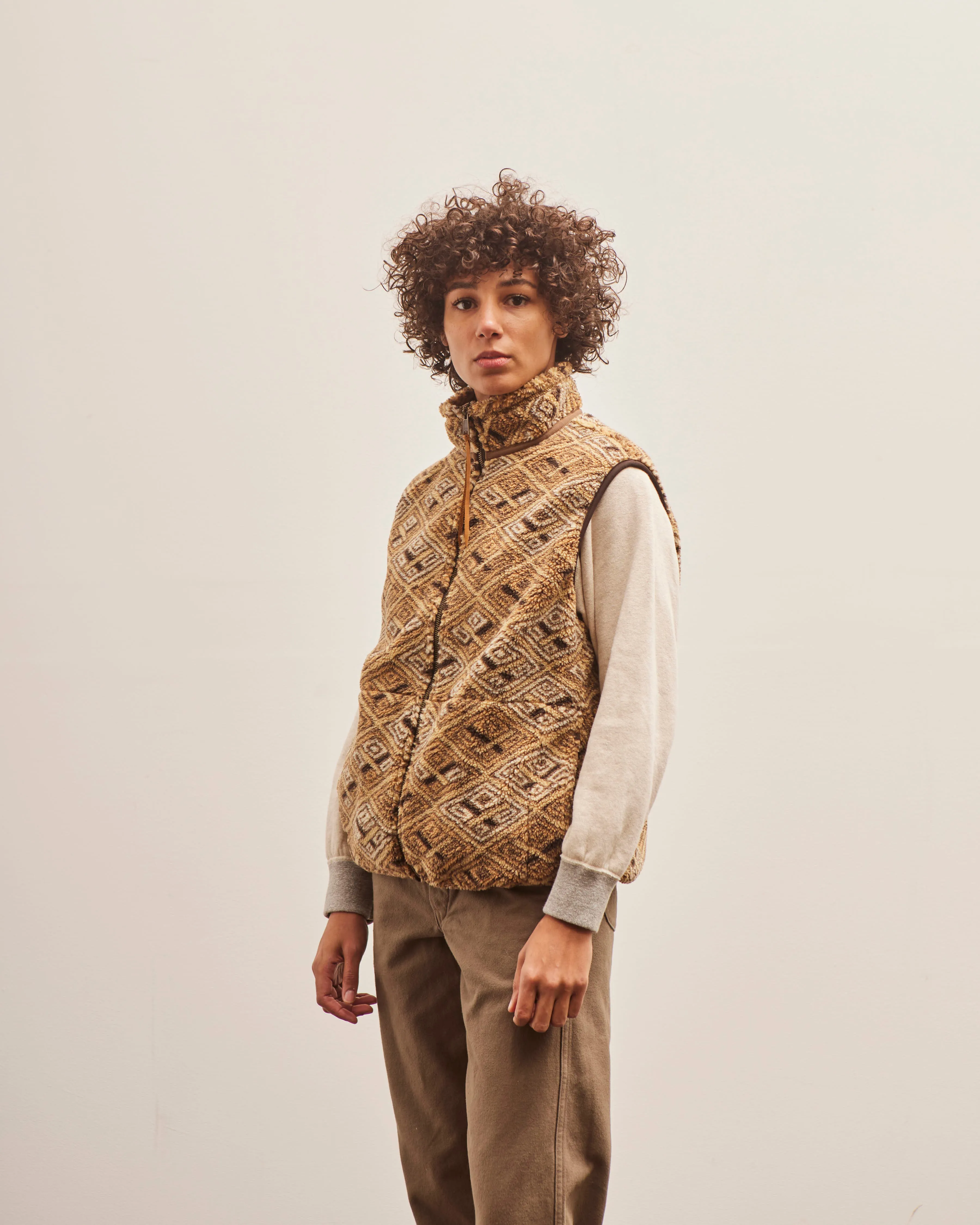 OrSlow Boa Fleece Vest, African Pattern