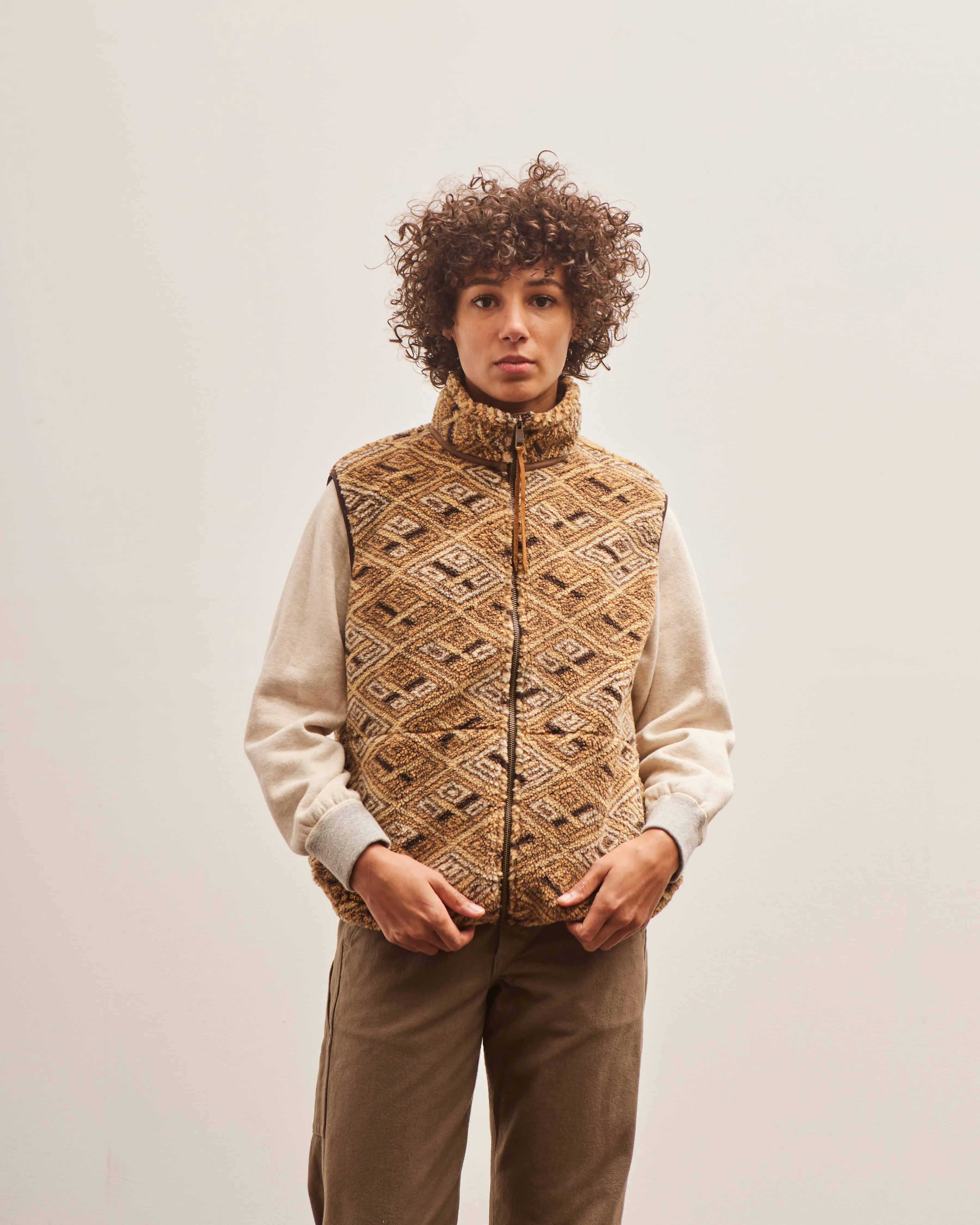 OrSlow Boa Fleece Vest, African Pattern