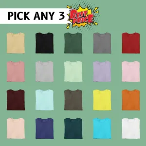 Pick Any 3 - Plus Size Solid Cotton T-Shirts - Perfect Fit, Value Pack