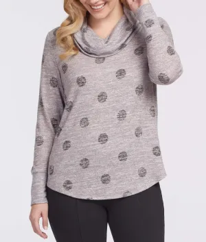 Printed Hacci Cowl Neck Top