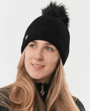 PURE GOLF Suzie Waterproof Lined Bobble Hat Black