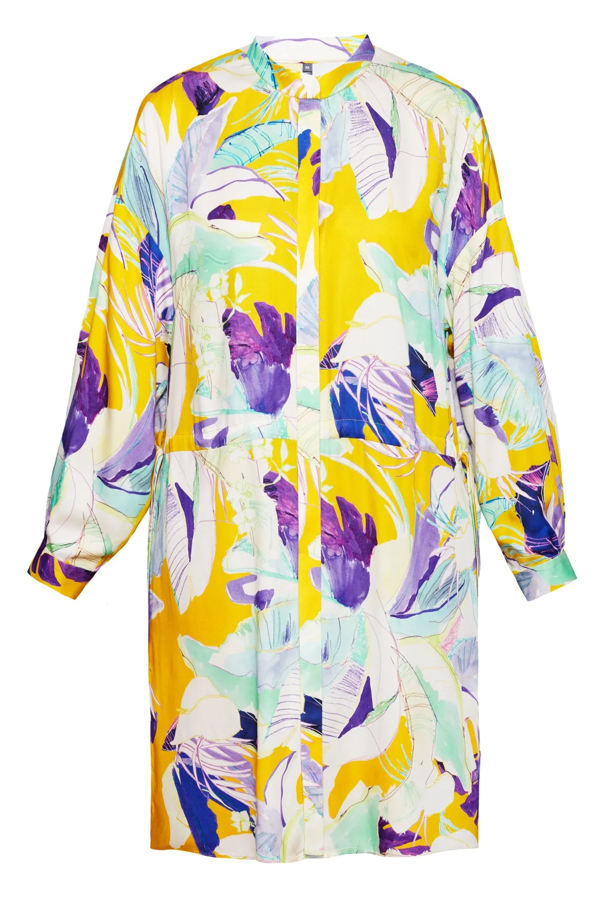 PURE VISCOSE FLORAL MINI SHIRT DRESS