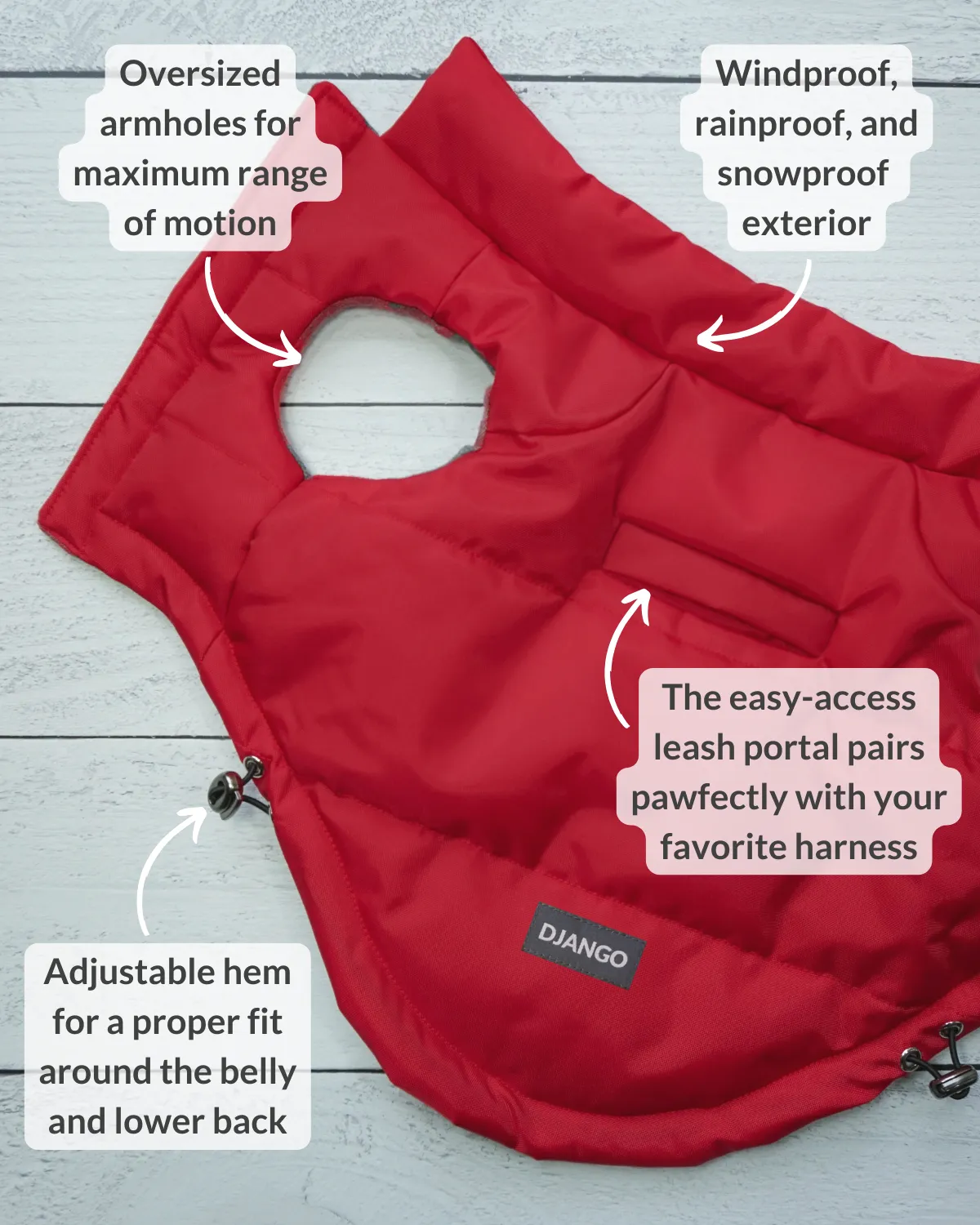 Reversible Puffer Dog Coat - Lava Red