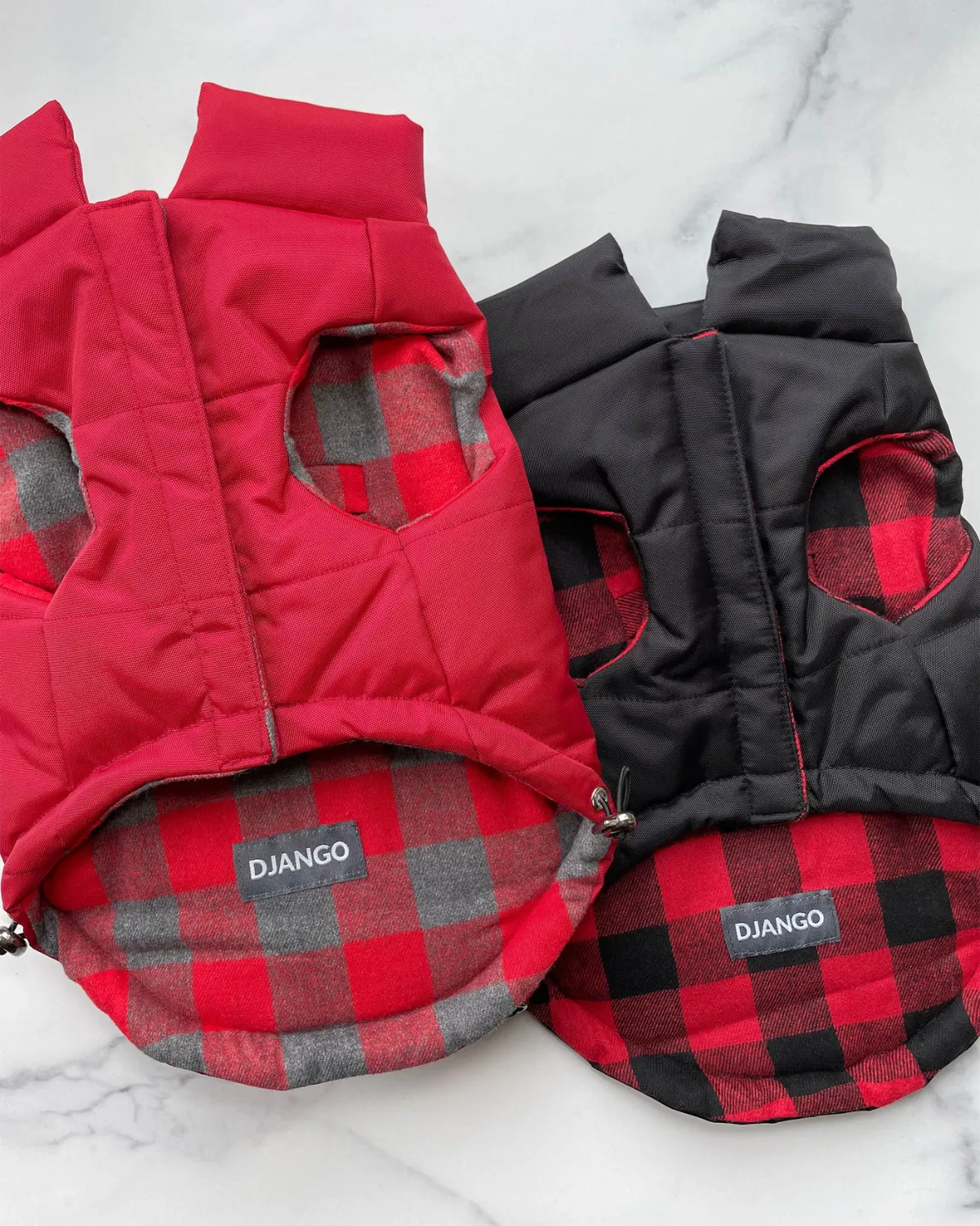 Reversible Puffer Dog Coat - Lava Red