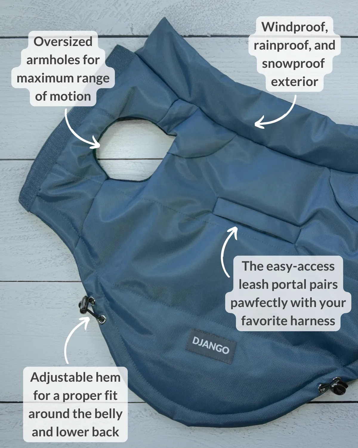 Reversible Puffer Dog Coat - Twilight Blue