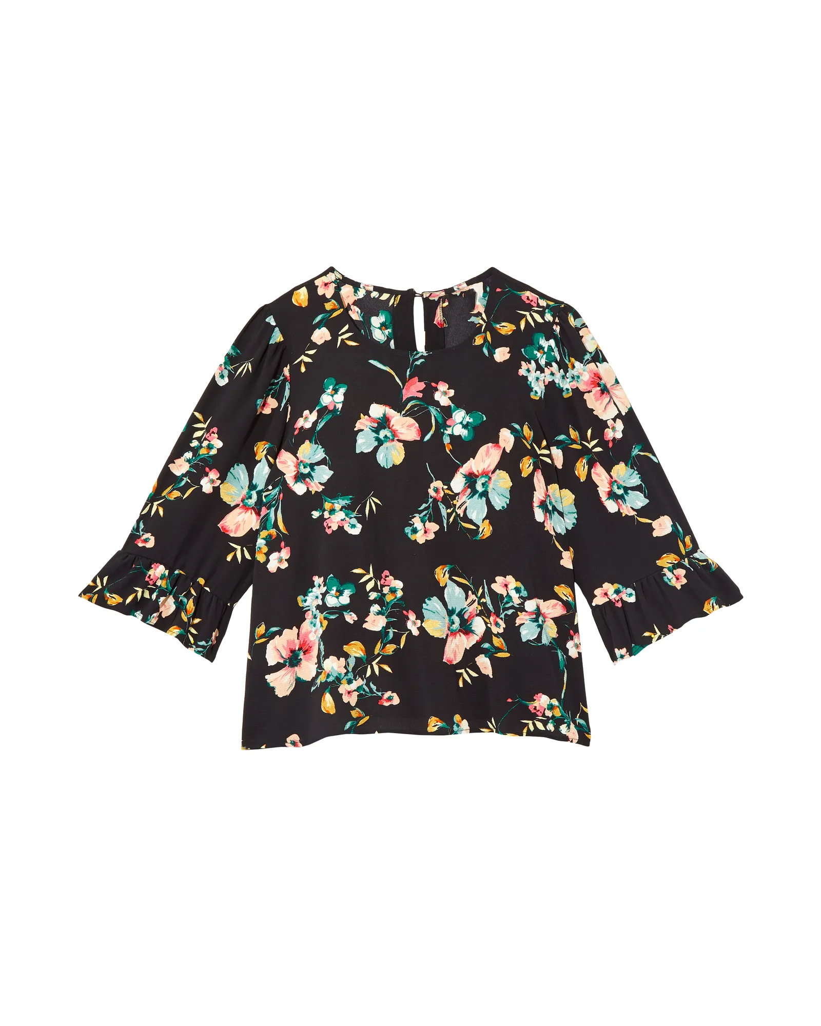 Ruah Flared Sleeve Blouse | Black / Yellow