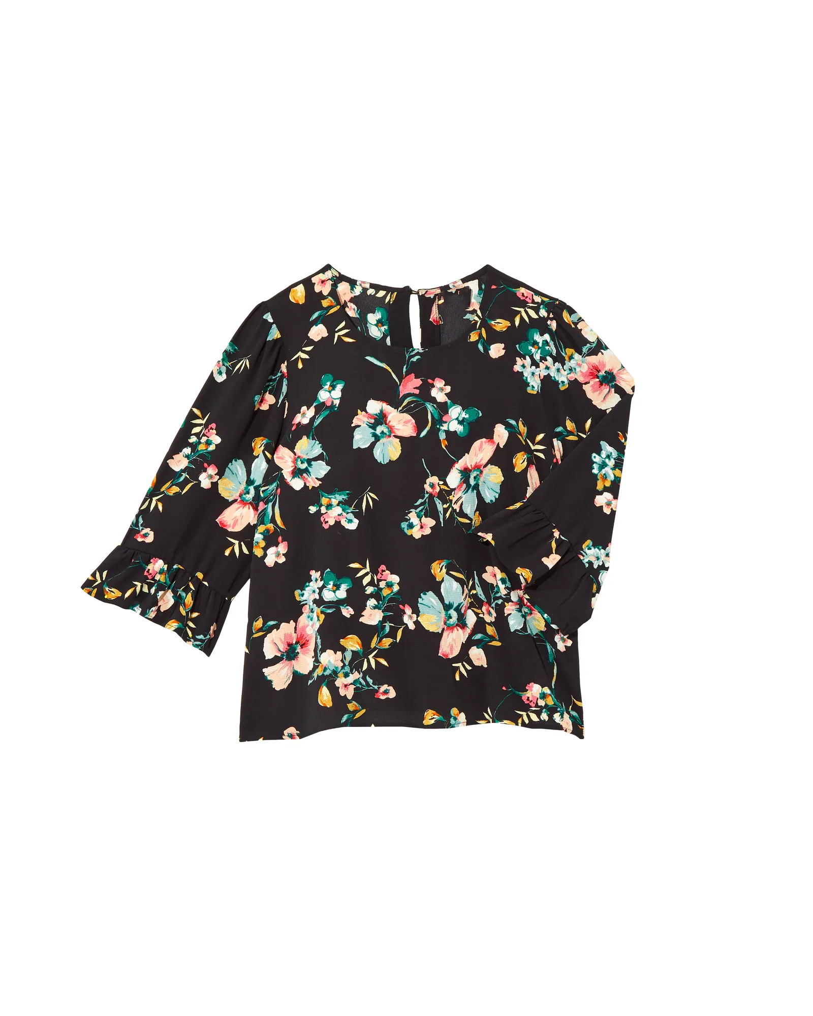 Ruah Flared Sleeve Blouse | Black / Yellow