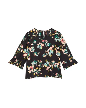 Ruah Flared Sleeve Blouse | Black / Yellow