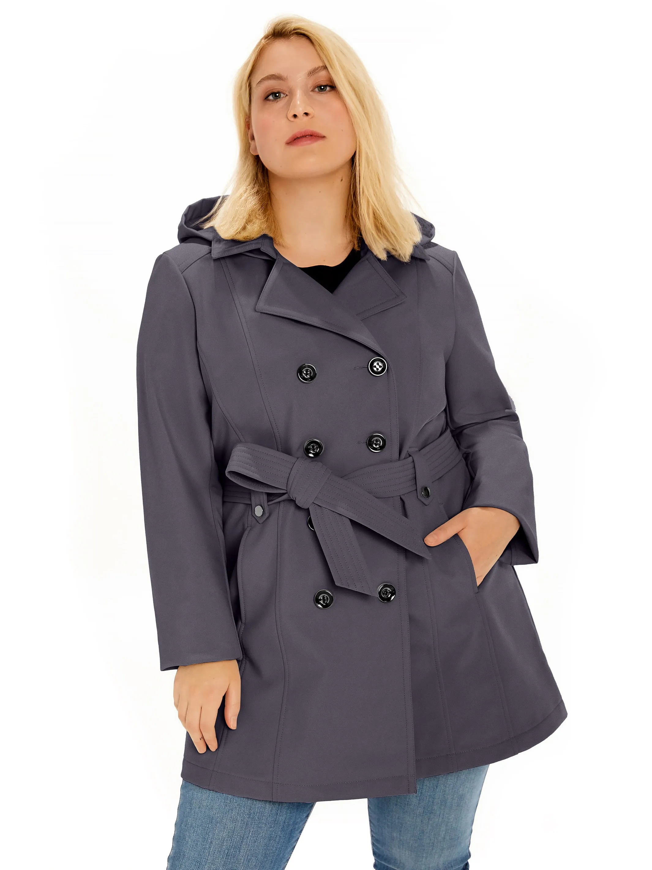 Sebby Collection Plus Softshell Trench Coat