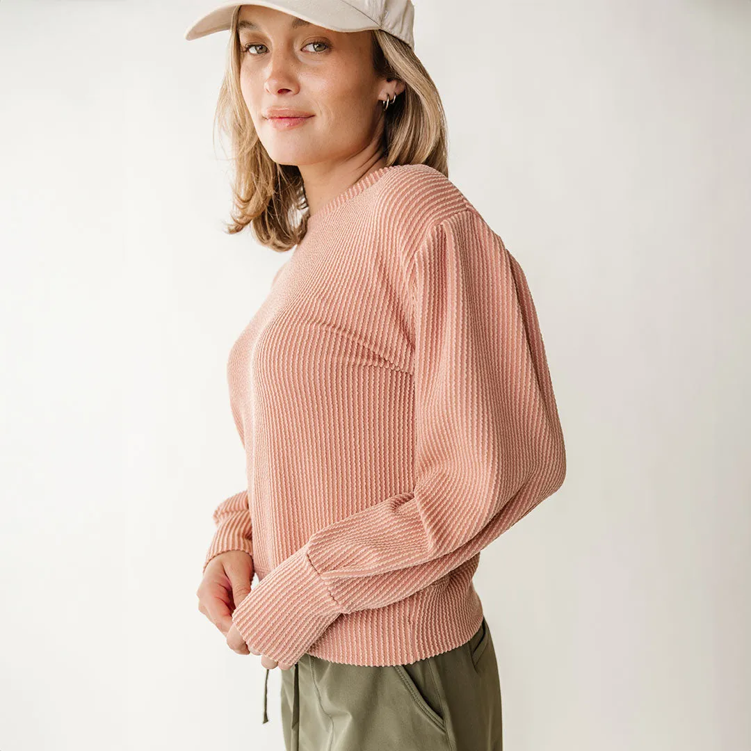 Serena Ribbed Top, Dusty Rose