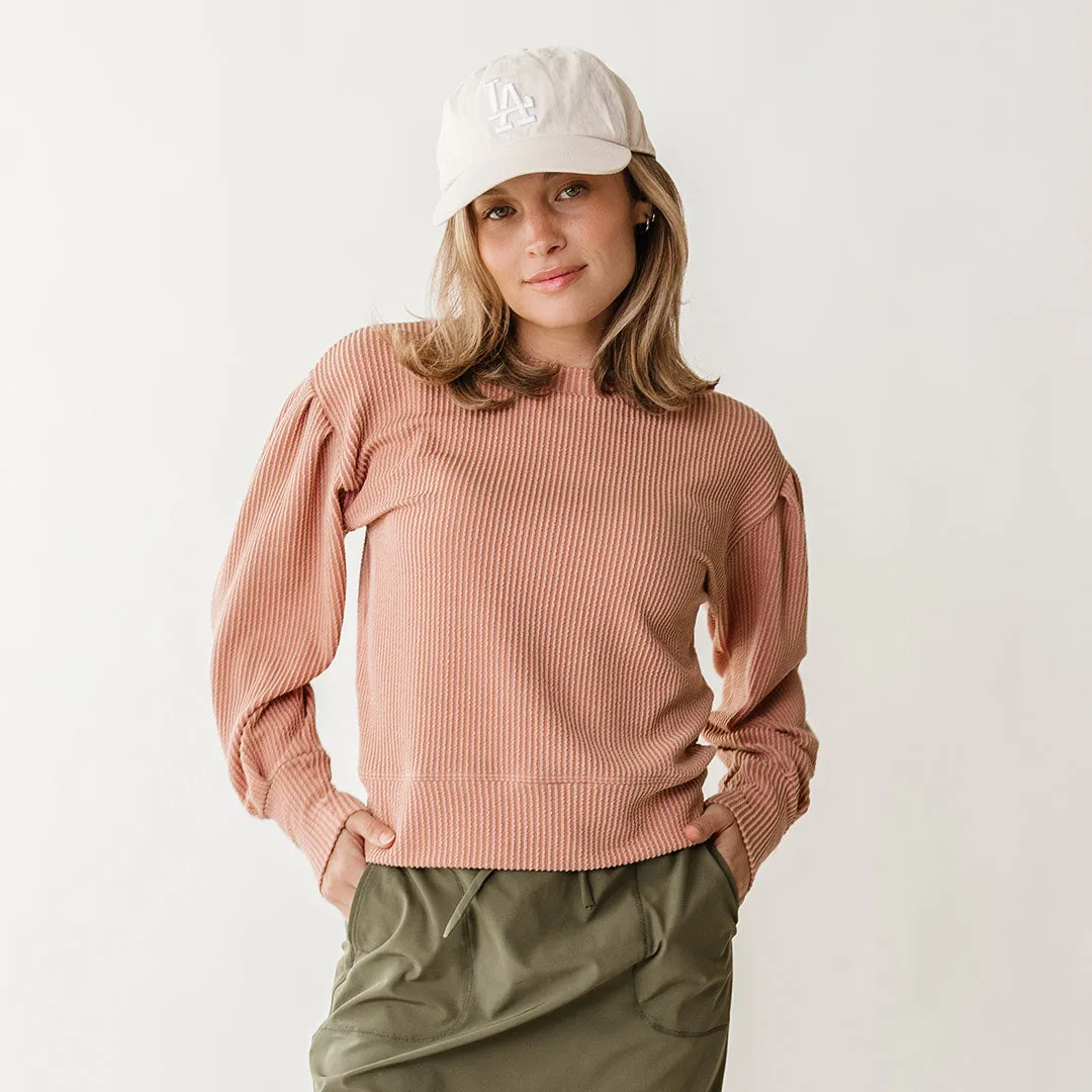 Serena Ribbed Top, Dusty Rose