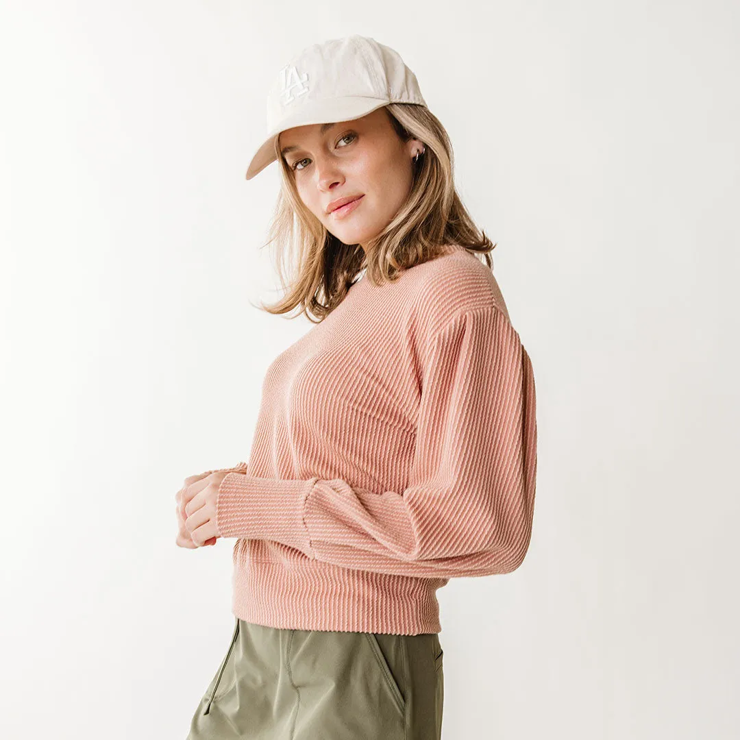 Serena Ribbed Top, Dusty Rose