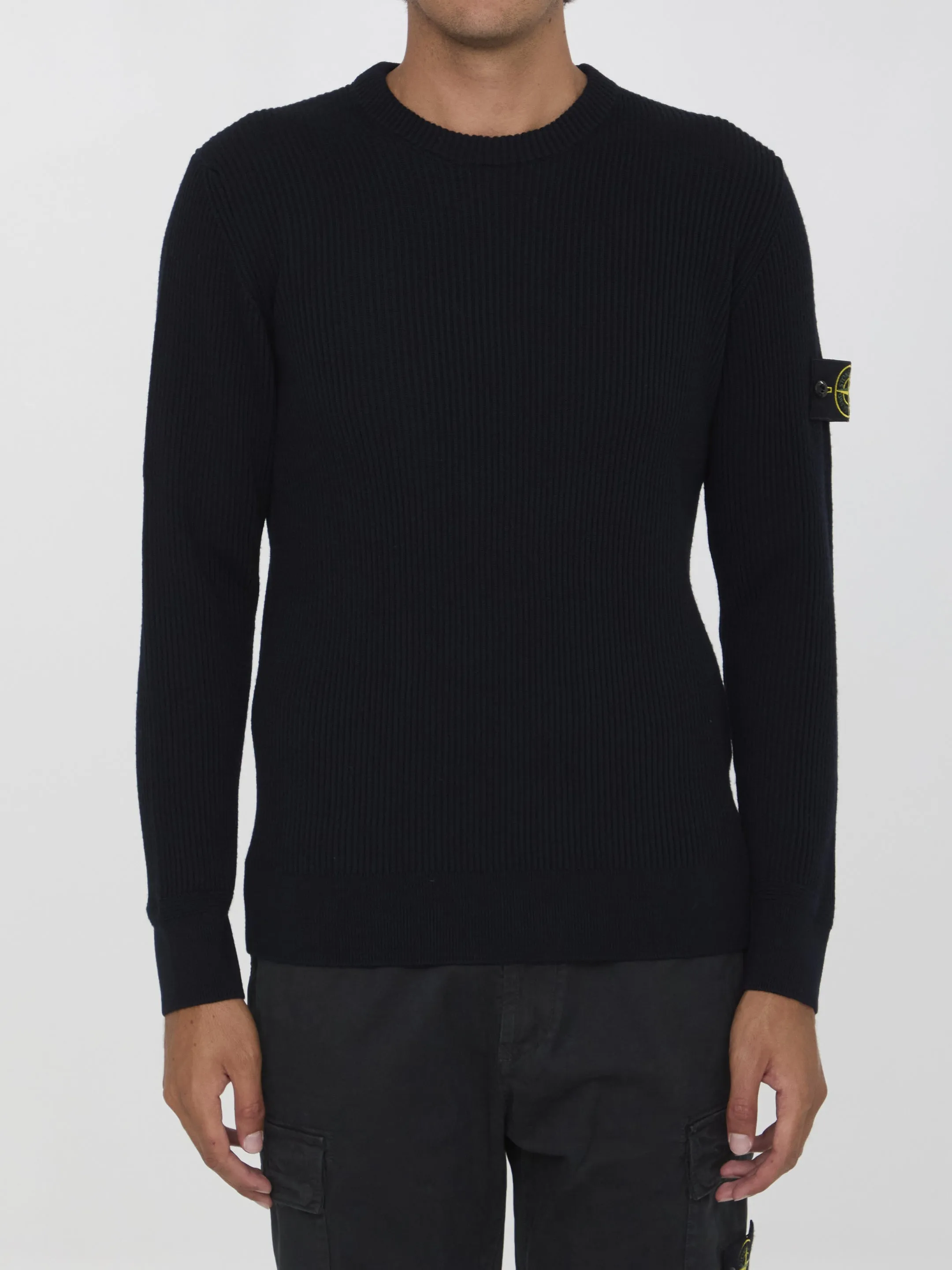 Stone Island Wool Sweater in Navy Blue