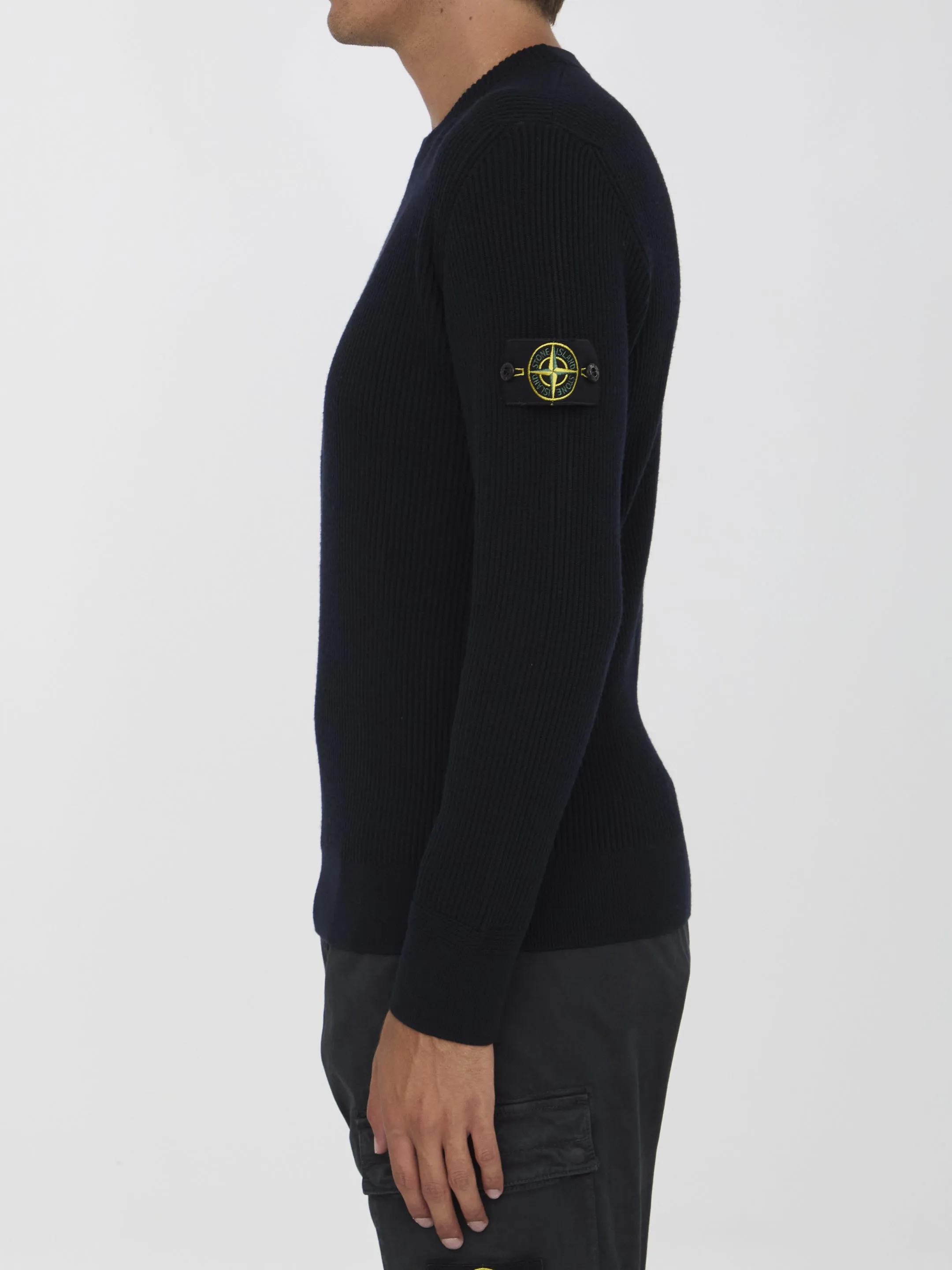 Stone Island Wool Sweater in Navy Blue