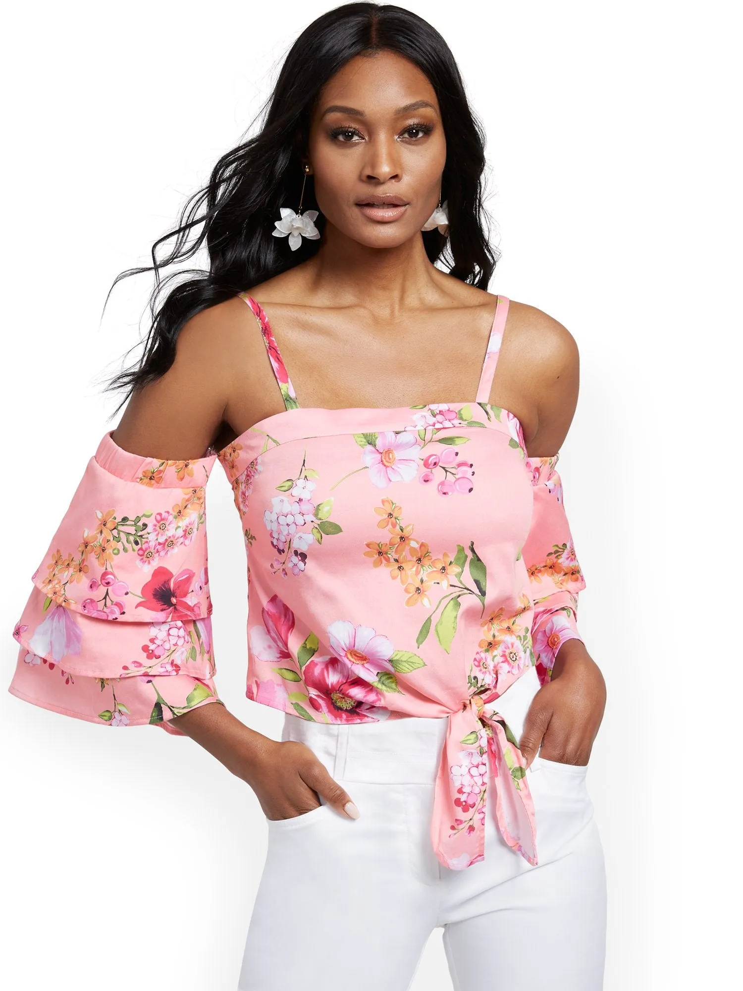 Tall Tiered-Sleeve Off-The-Shoulder Top - 7th Avenue