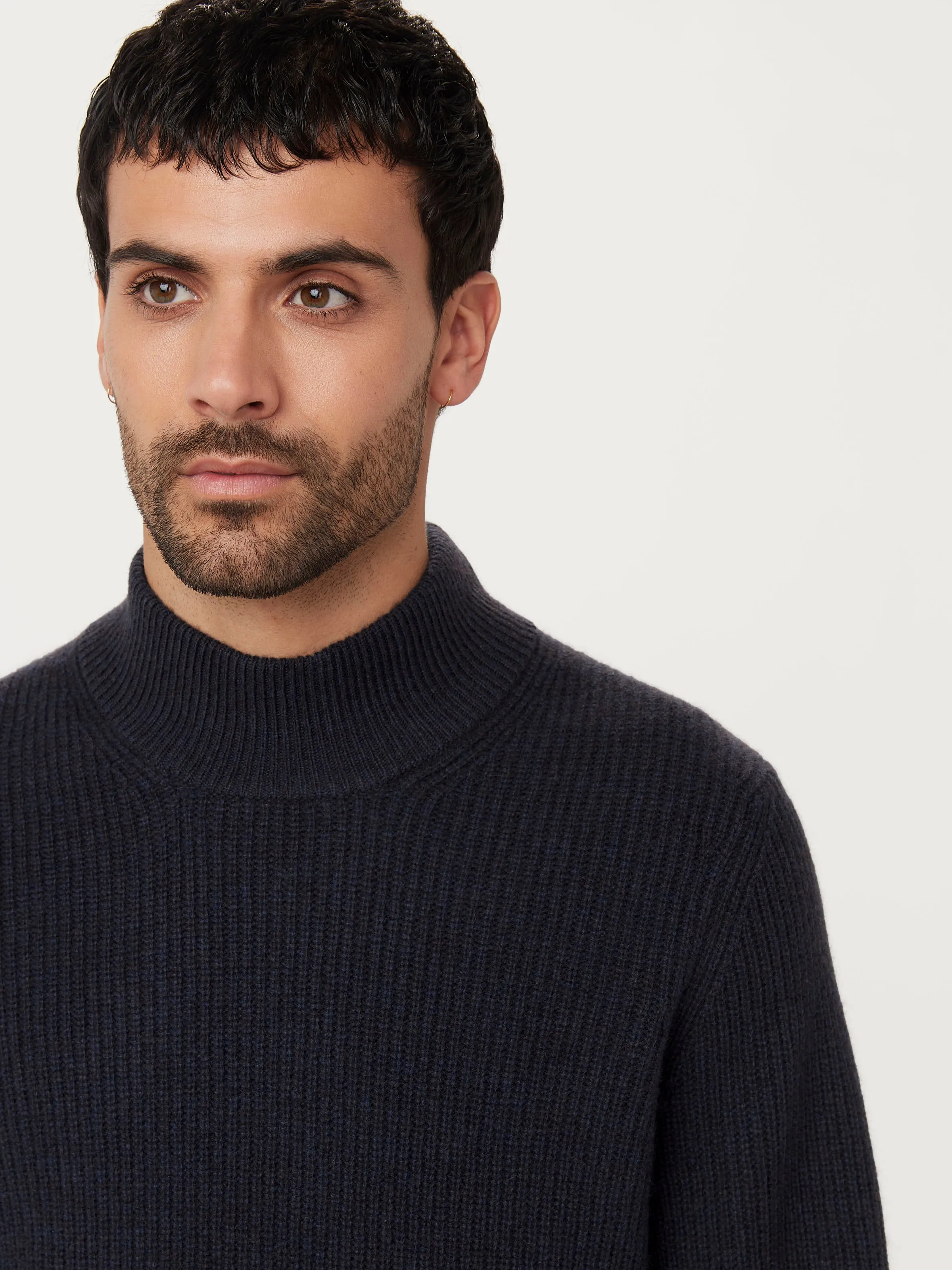 The Yak Wool Mock Neck  in Navy