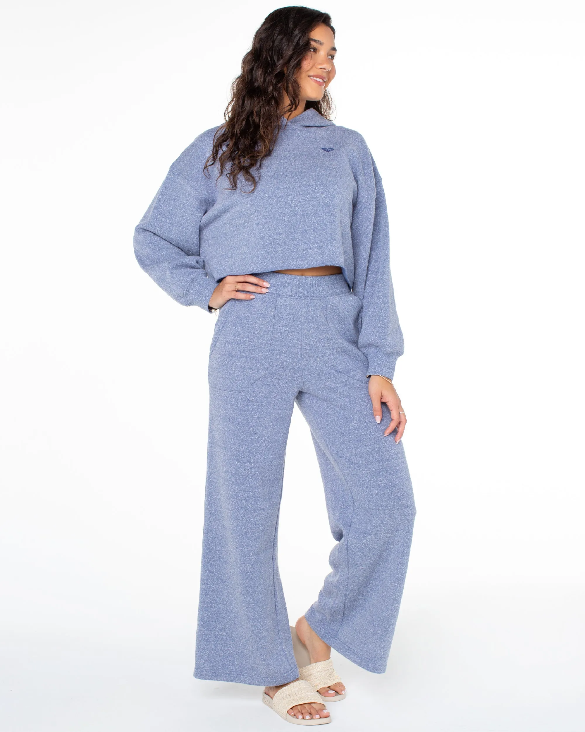 What A Dream Wide Leg Fleece Pants - Coastal Fjord