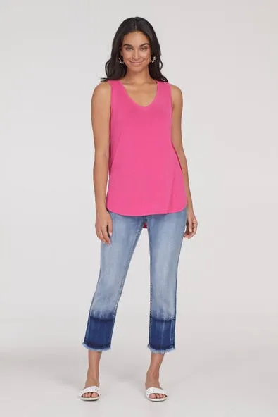 Women's Tribal | V-Neck Tank Top with Side Slits | Hot Pink