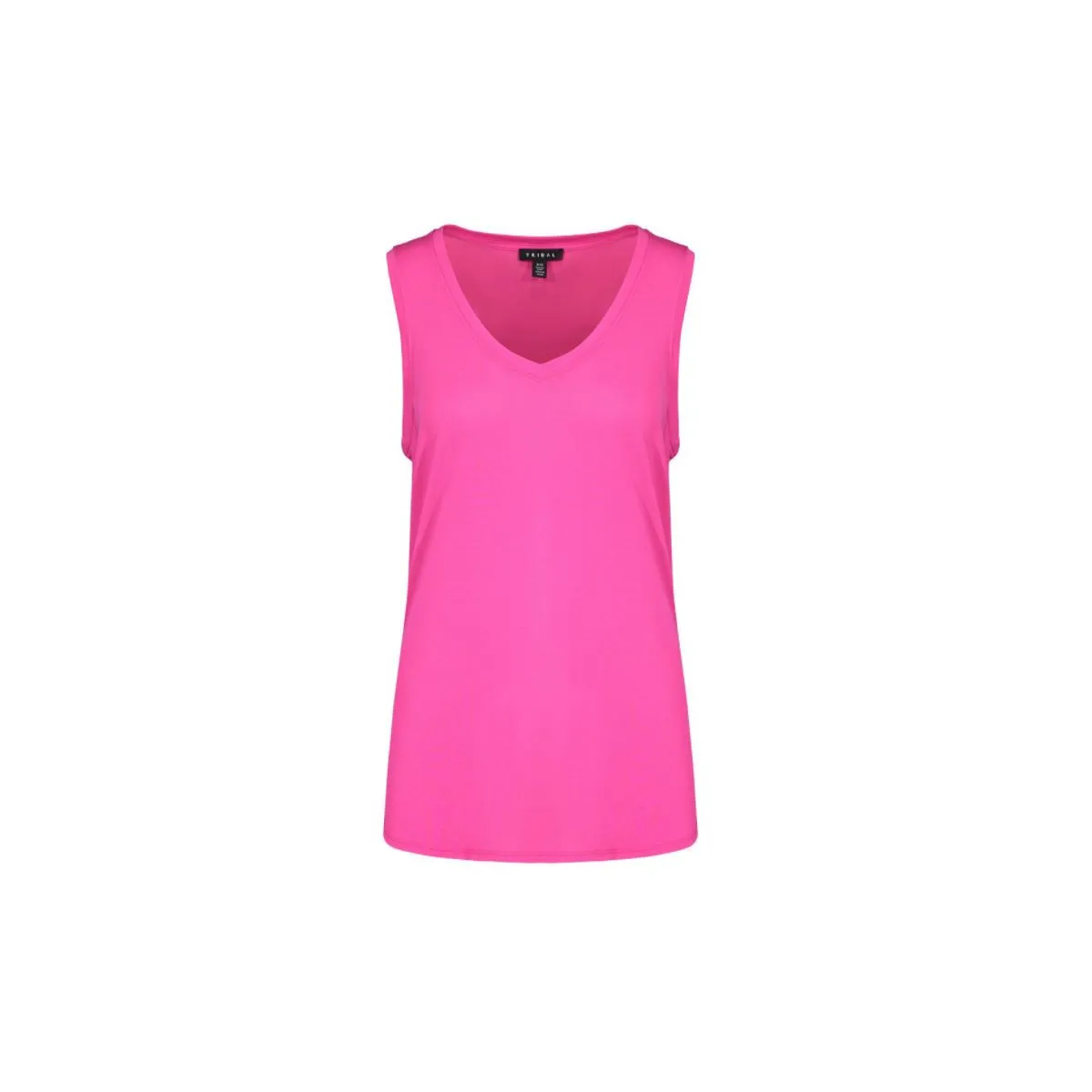 Women's Tribal | V-Neck Tank Top with Side Slits | Hot Pink