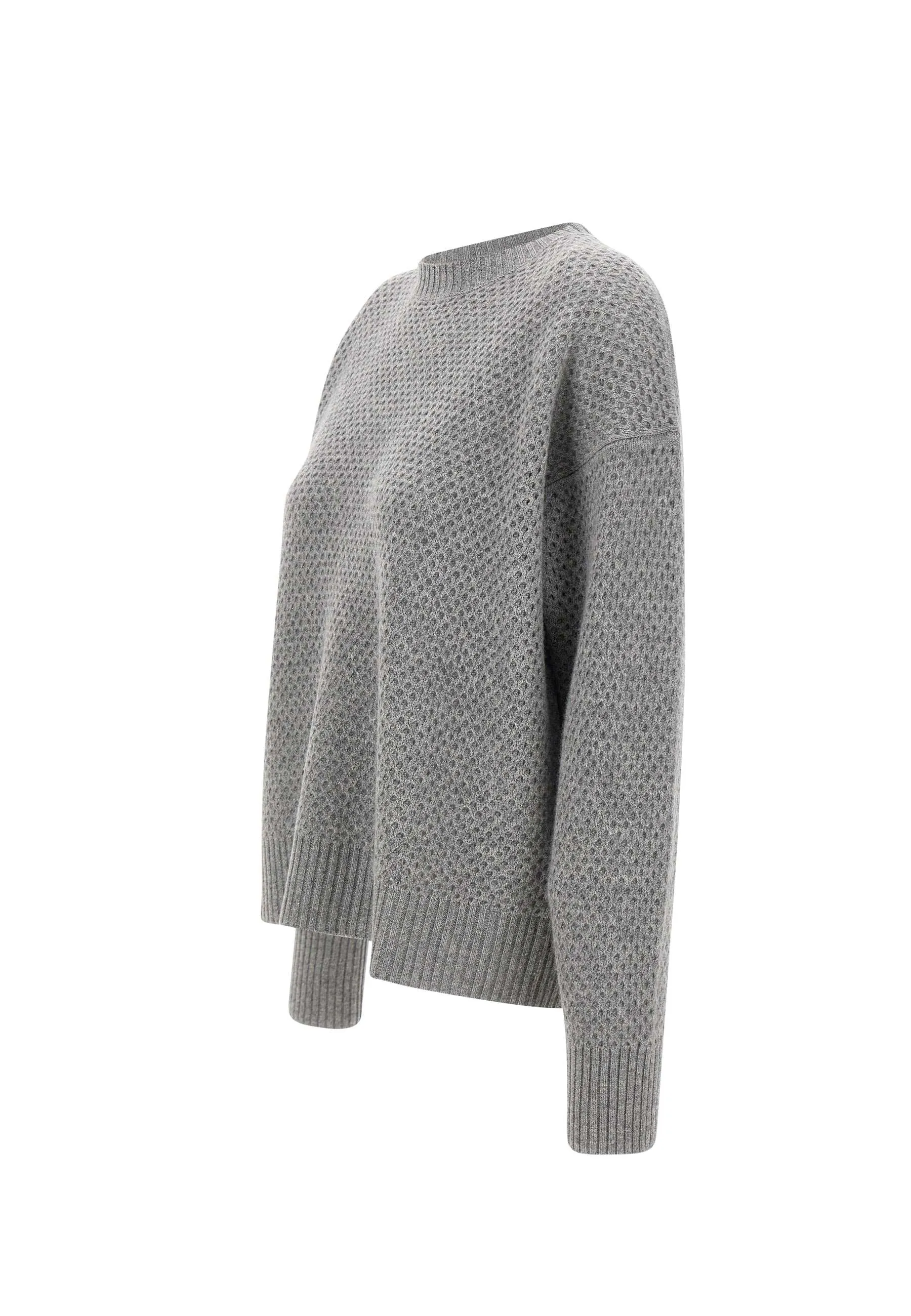 Wool, Silk and Cashmere Mèlange Grey Sweater