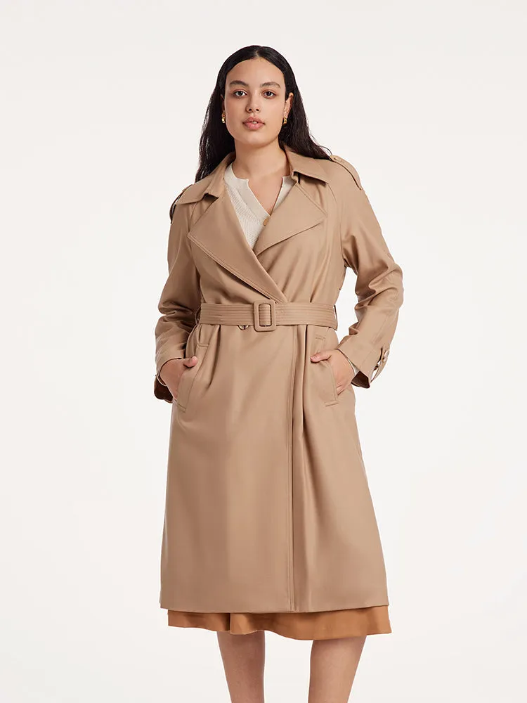 Worsted Woolen Double-Breasted Trench Coat