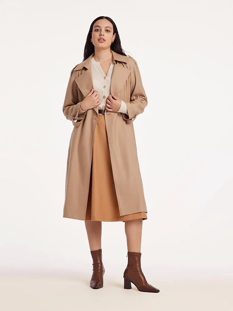 Worsted Woolen Double-Breasted Trench Coat