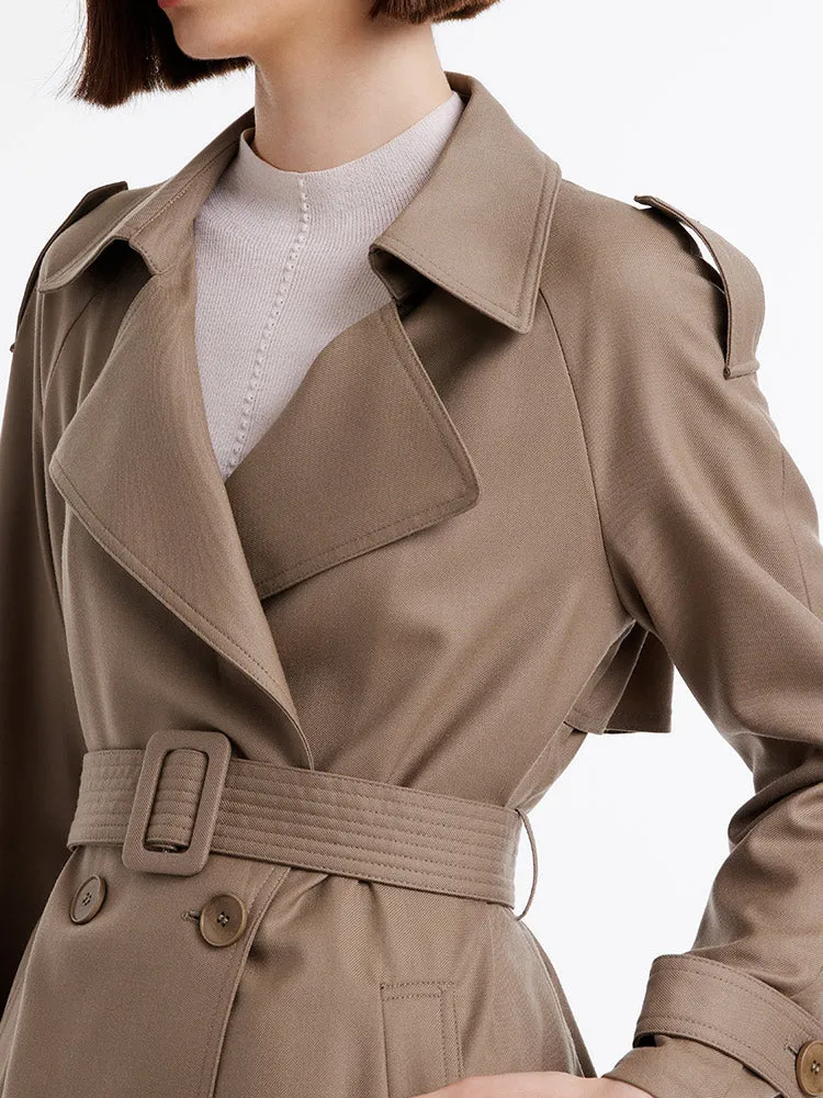 Worsted Woolen Double-Breasted Trench Coat