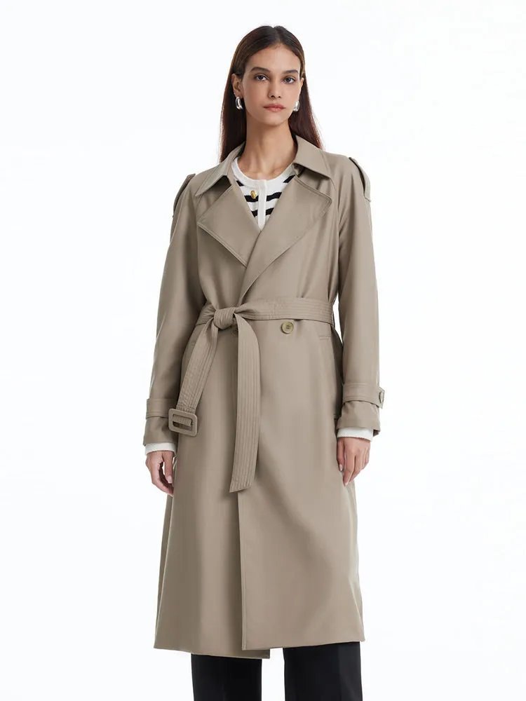 Worsted Woolen Double-Breasted Trench Coat